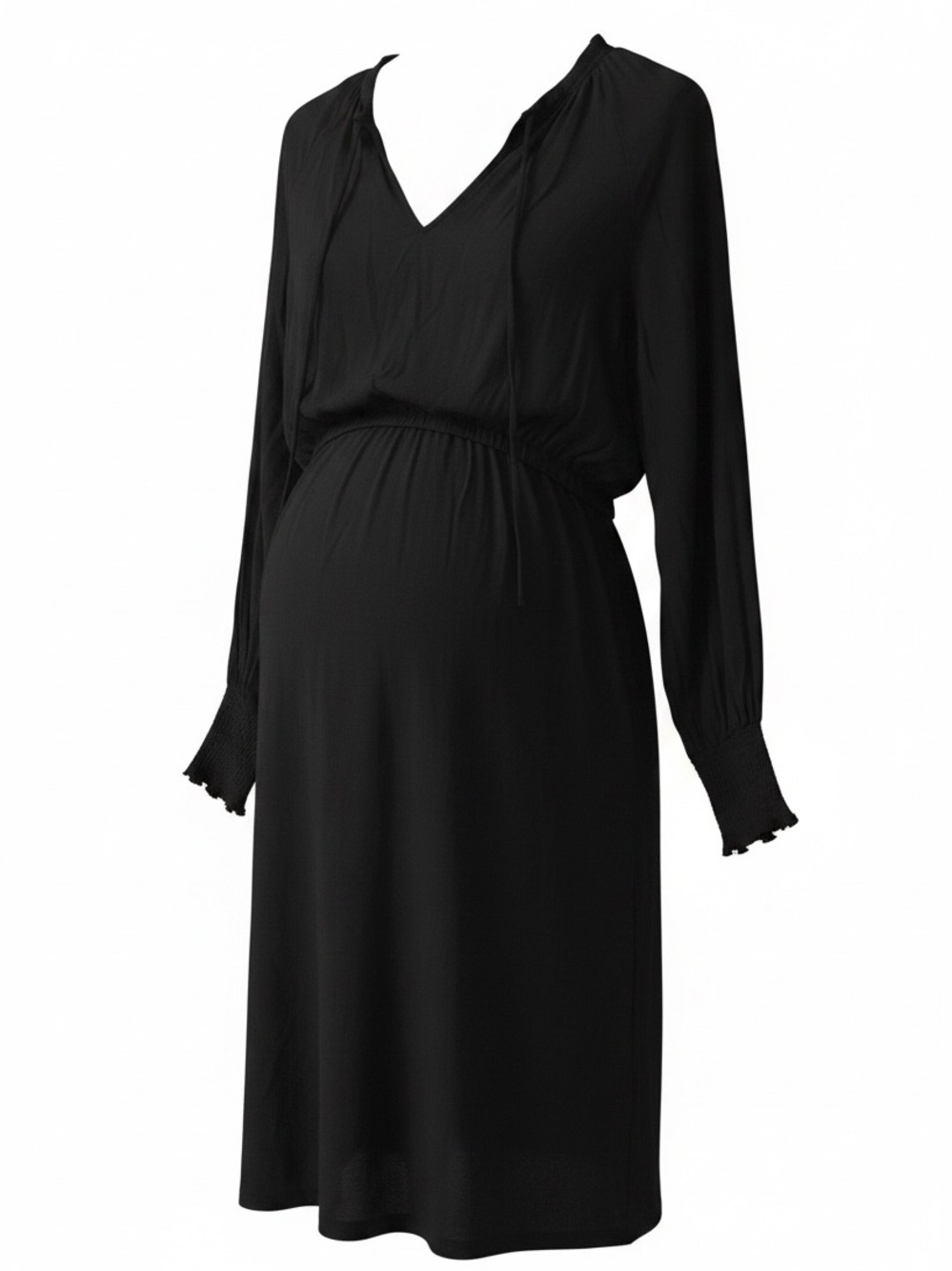 H&M Black Maternity Nursing V-Neck Long Sleeve Dress